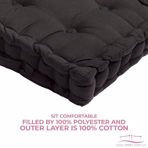 Snug City Adult Chunky Booster Cushion in Black, 100% Cotton, W/D/H: 45 x 45 x 1 cm – 6