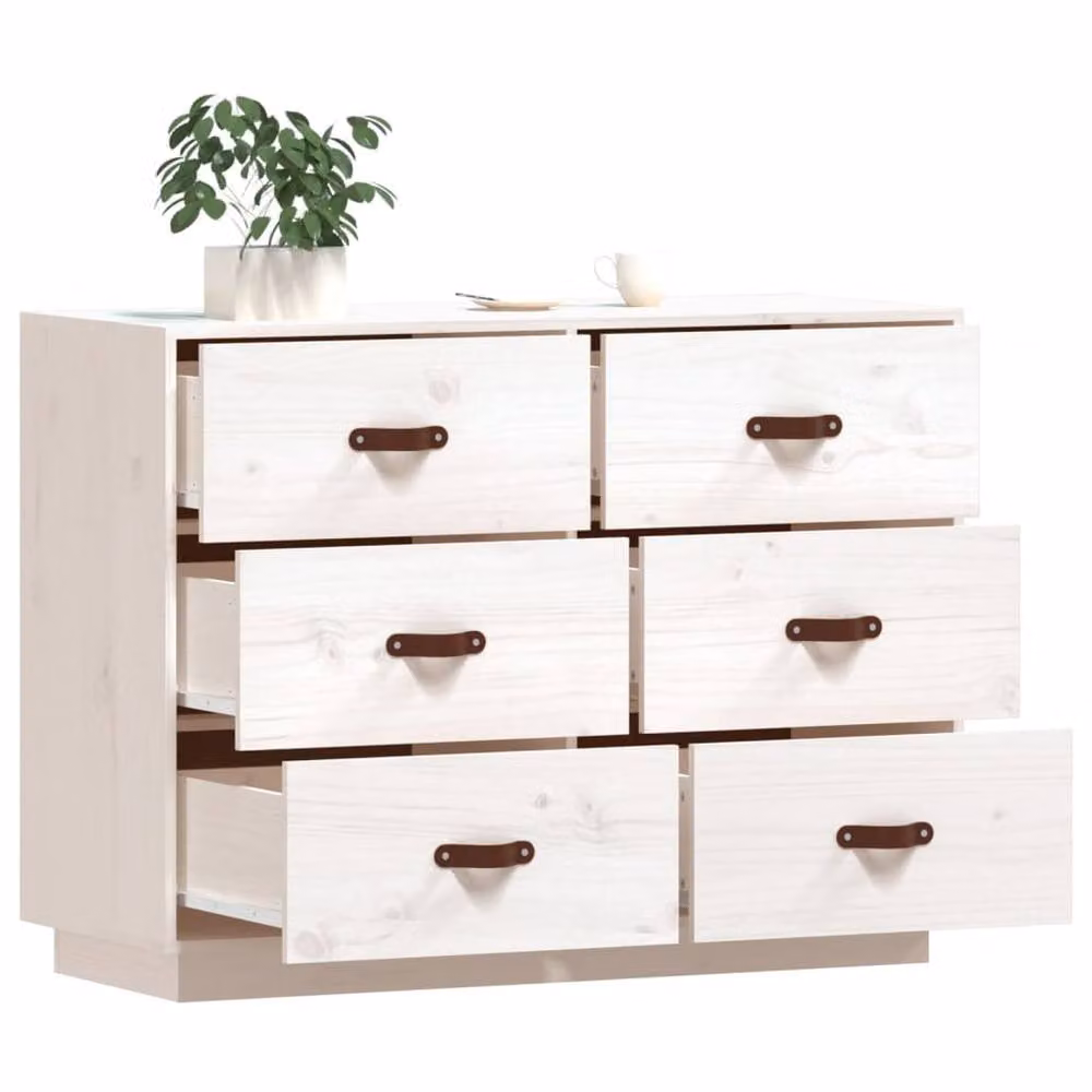 Berkfield Home White Solid Wood Pine Sideboard W/D/H: 100 x 40 x 75 cm – 2