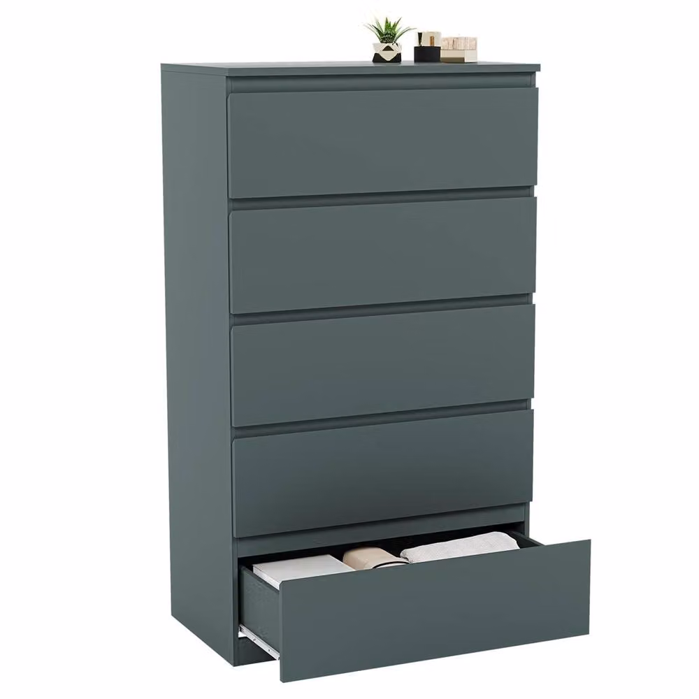 NESTLUNE Green 5 Drawer Chest of Drawers Storage Cabinet W: 100 cm, D: 60 cm – 2