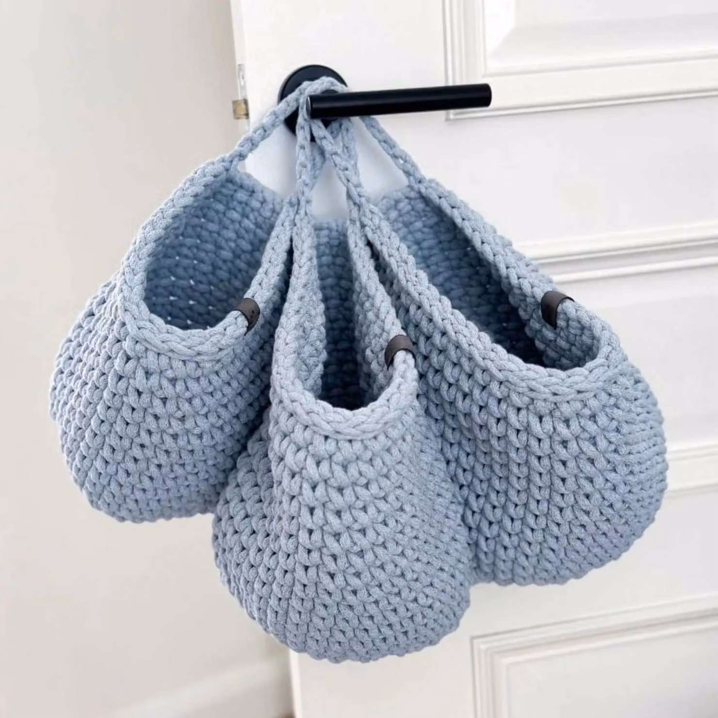 Zuri House Crochet Hanging Bag in Blue, Cotton Cord, XXS – 2