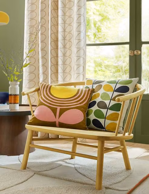 Orla Kiely Striped Tulip Reversible Square Cotton Cushion in Brown Mix