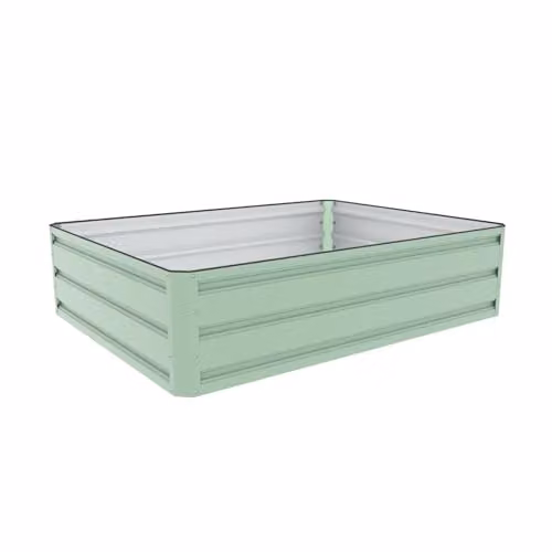Garden Life Green Galvanised Steel Metal Raised Garden Grow Bed Kit, W: 90 cm, D: 120 cm, H: 30 cm