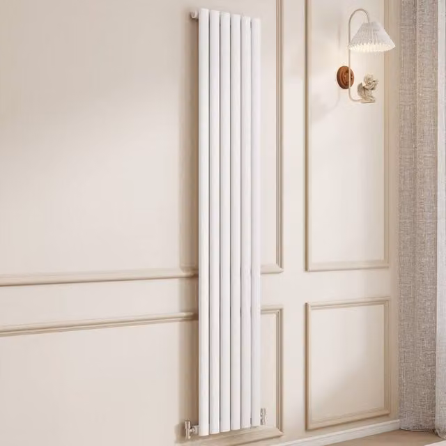Banyetti Orva White Vertical Single Oval Column Radiator, H 180 cm x W 35.4 cm