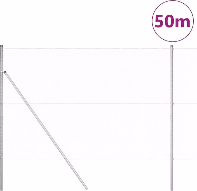 Berkfield Home Hexagon Fence in Silver Galvanised Steel, H: 150 cm x W: 50 m