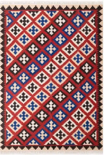 THE RUGS Kamal Kelim Vintage Design Handwoven Wool and Cotton Reversible Flat Weave Rug, Multicolour, W: 200 cm, D: 290 cm