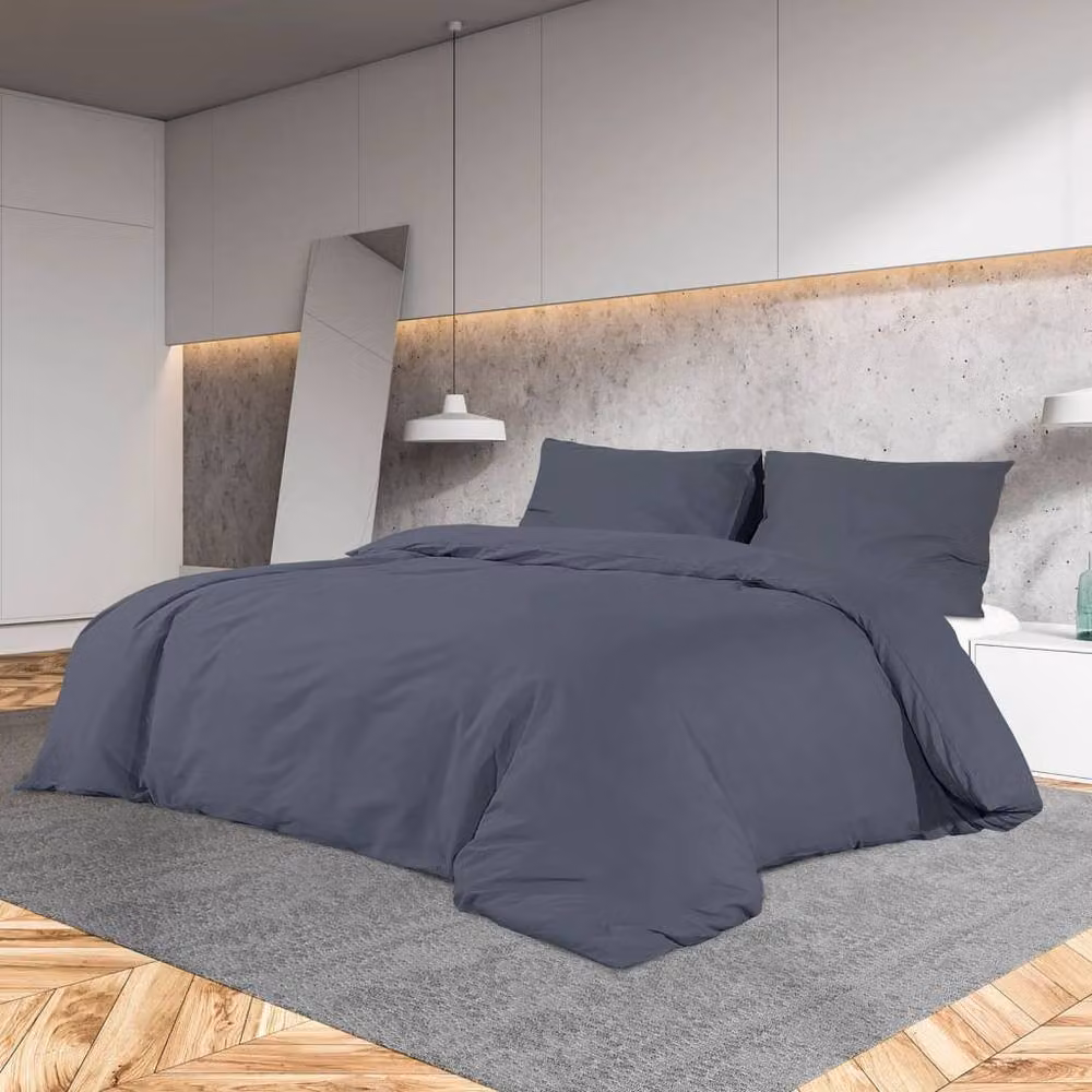 Berkfield Home Cotton Duvet Cover and Pillowcase Set in Anthracite Grey, 200 x 200 cm – 2