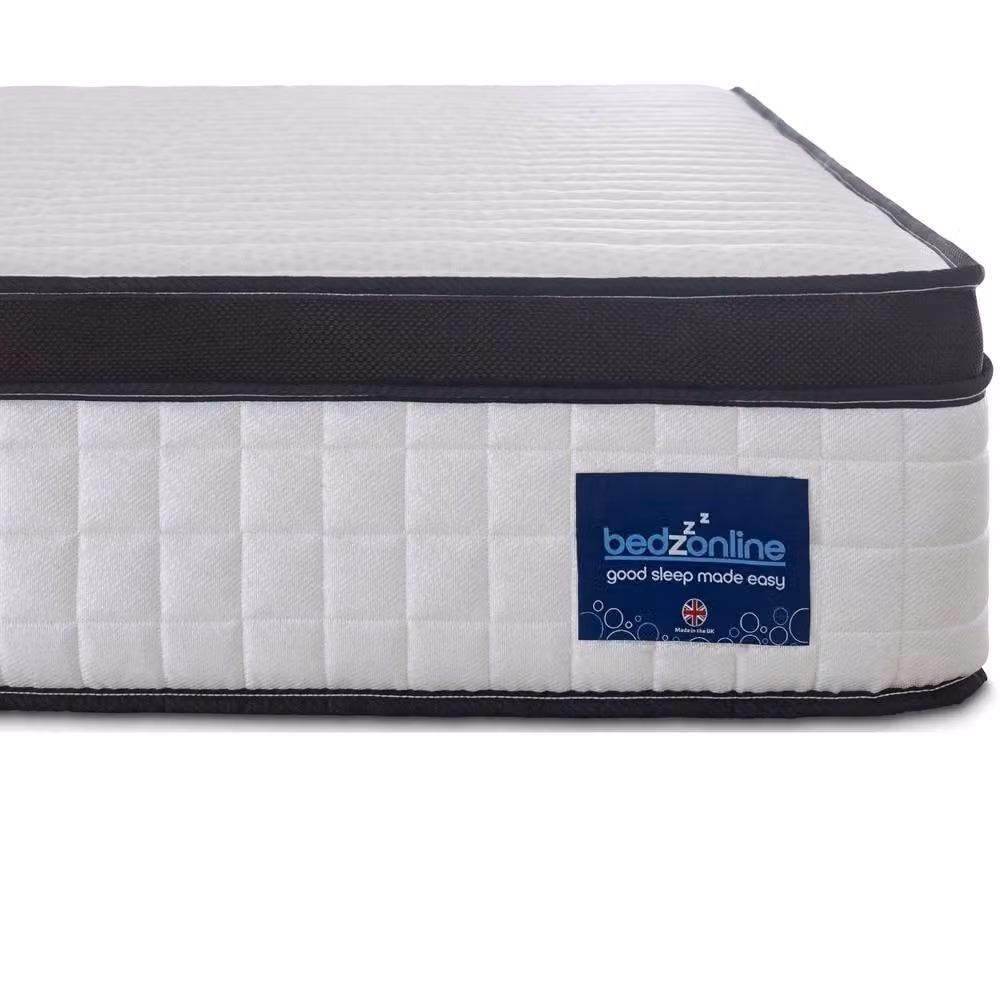 Bedzonline Hybrid Memory Foam and Pocket Spring Mattress with 3D Knitted Fabric in Black and White, W/D/H: 90 x 190 cm – 2