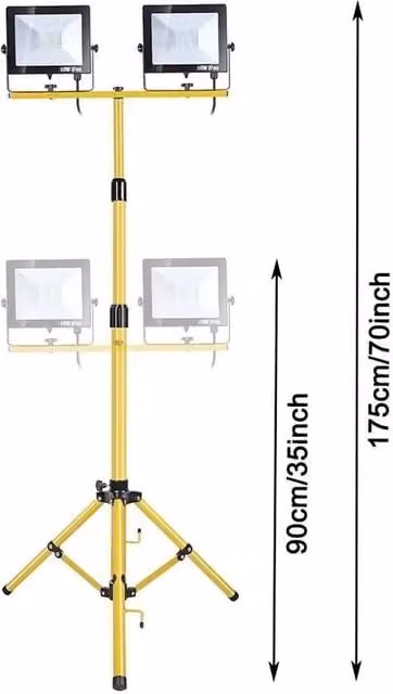 FLAVORA 2x50W Waterproof LED Work Floodlight with Height-Adjustable Tripod, Yellow