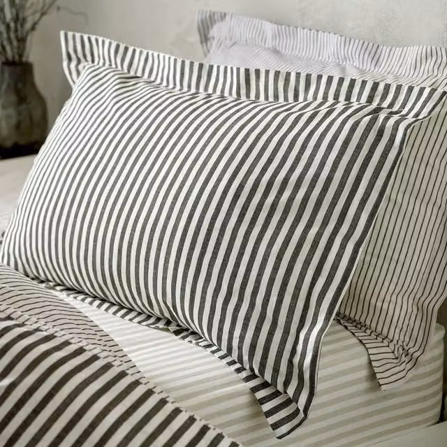 Make It A Home Hebden Melange Stripe Cotton Pillowcase Set - Black