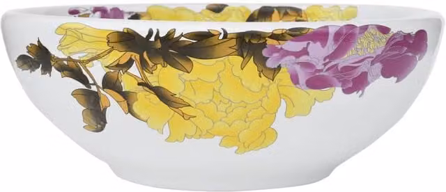 Berkfield Home Round Ceramic Countertop Basin in White and Multicolour, Diameter: 41 cm, Height: 14 cm