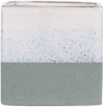 KDMD Hortus Green and White Ceramic Square Planter Pot, W: 16.5 cm, H: 16 cm – 1