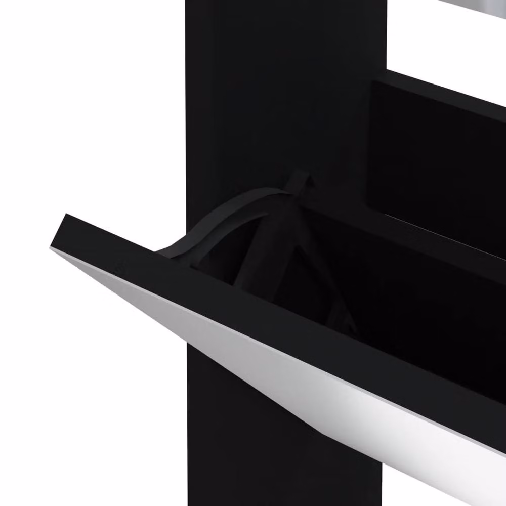 Berkfield Home Modern Black Shoe Cabinet with Mirror, W/D/H: 63 x 17 x 102.5 cm – 4