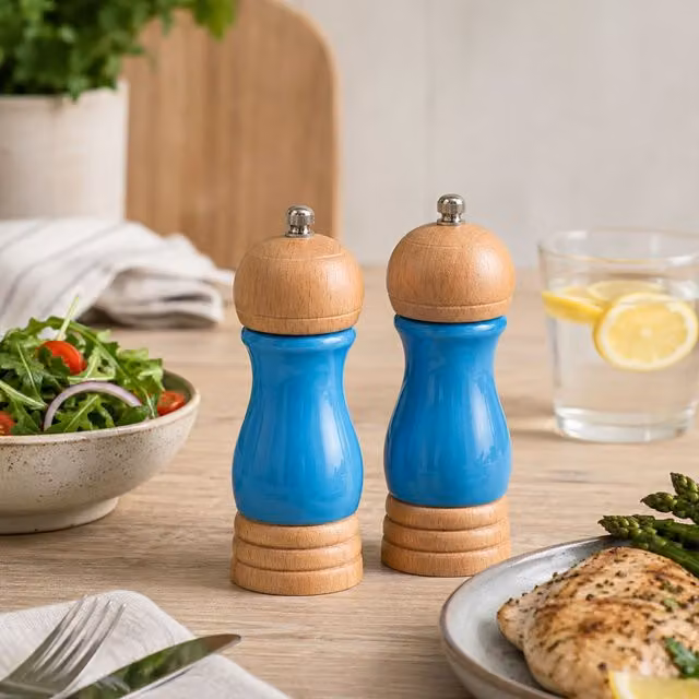 Orsina Natural Origins Blue Rubberwood Salt and Pepper Mill Set – 2