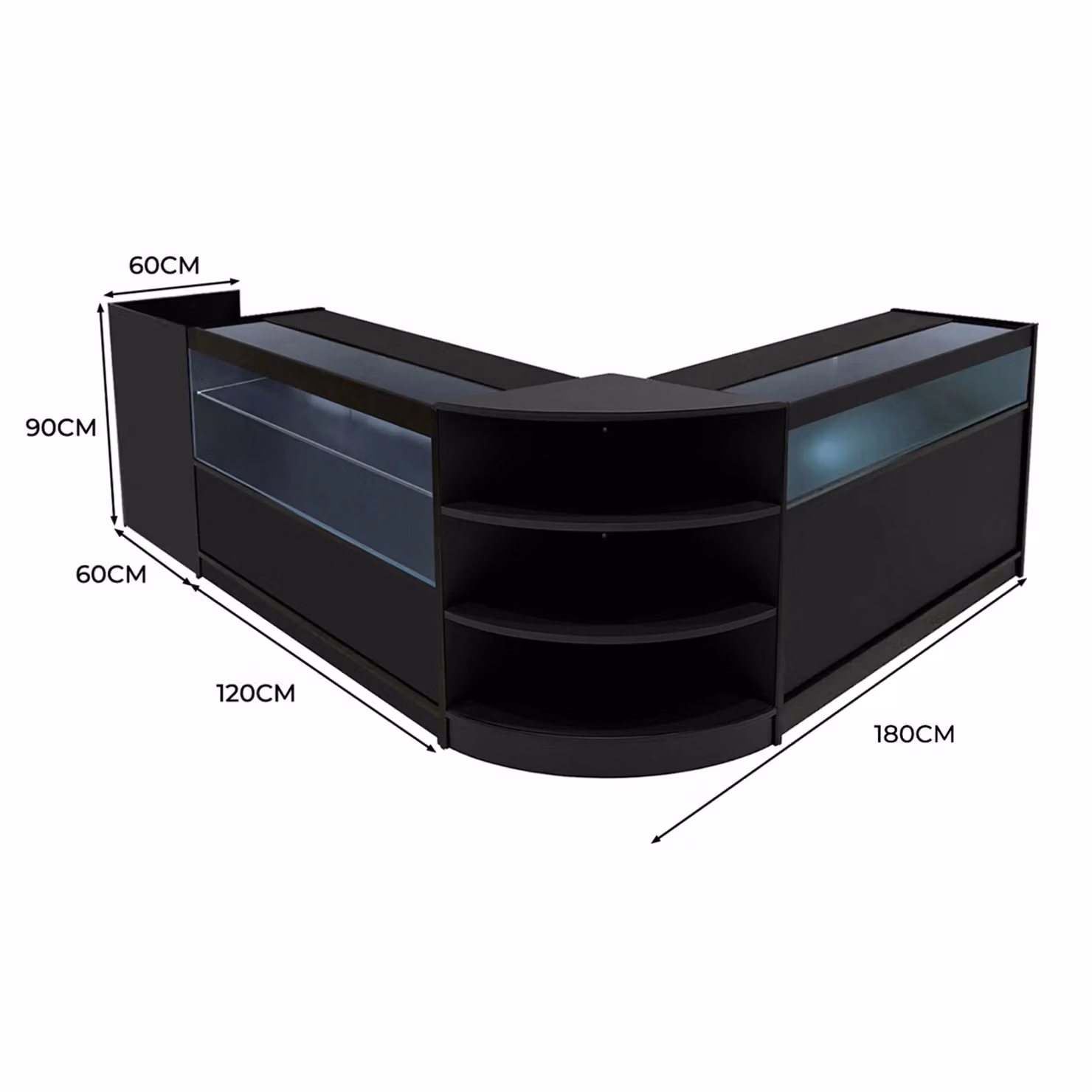 Monstershop Europa LED Shop Counter Set B1200, C1200, TB60 & LM60 in Black – 2