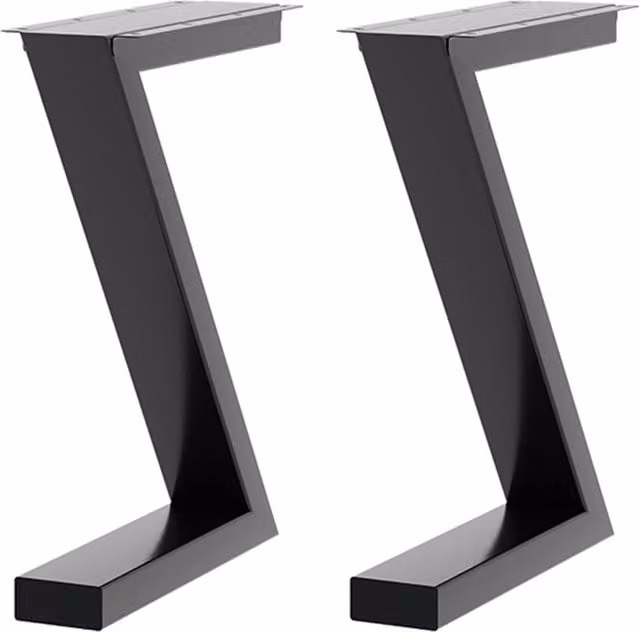 Living and Home Black Z-shaped Anti-Slip Metal Furniture Replacement Legs for Coffee Tables and Benches, Set of 2, Height: 40 cm