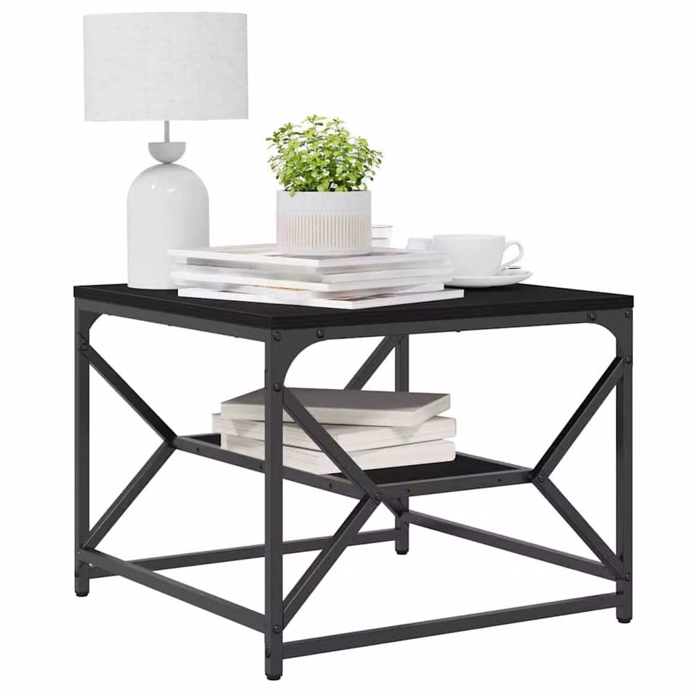 Berkfield Home Black Oak Coffee Table with Shelf, W/D/H: 51 x 50 x 40 cm – 3