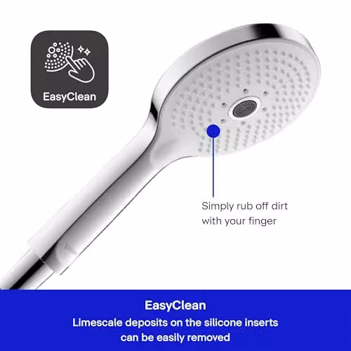 Duravit Universal Handheld Shower Head with Rain, Massage and Jet Functions, Chrome and White, W: 24.0 cm, H: 12.0 cm, D: 6.3 cm – 2