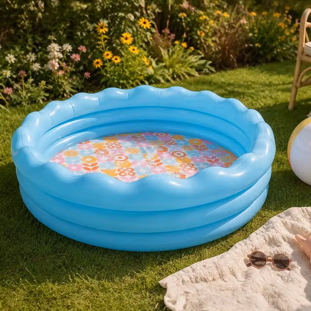 Intex Wavy Edge Round Inflatable Pool in Blue