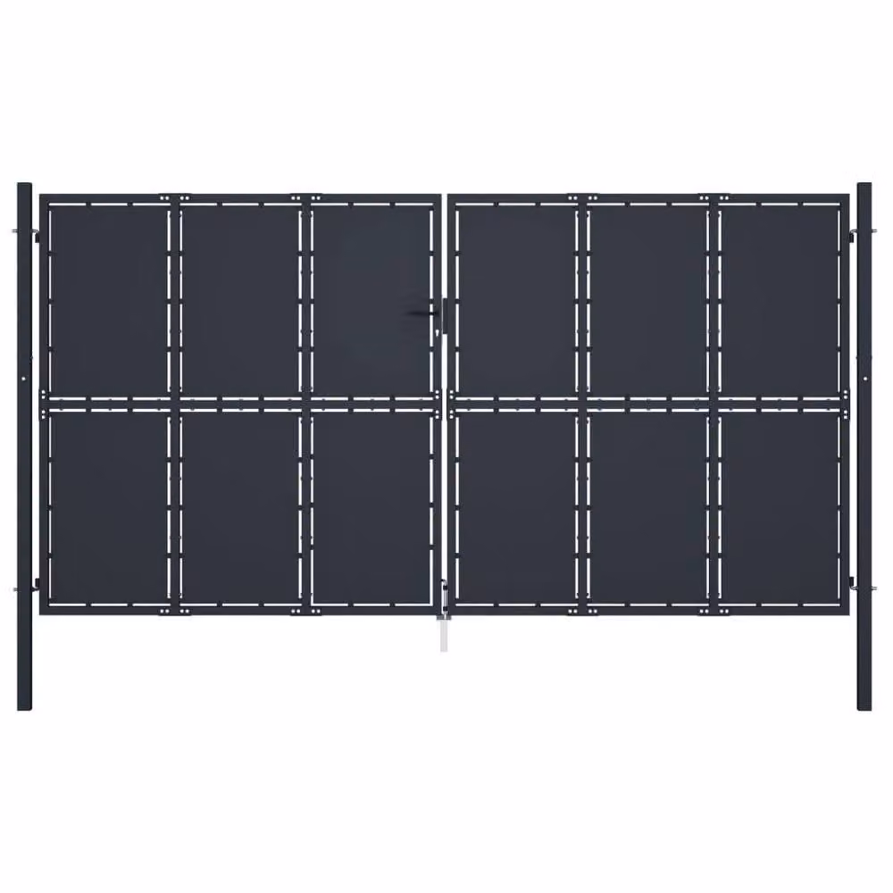 Berkfield Home Sturdy Steel Garden Gate in Anthracite, W: 400 cm, H: 175 cm – 2
