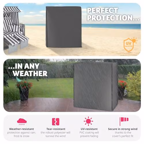 tectake Weatherproof Grey Beach Chair Cover, W/D/H: 120 x 80 x 145 cm – 3