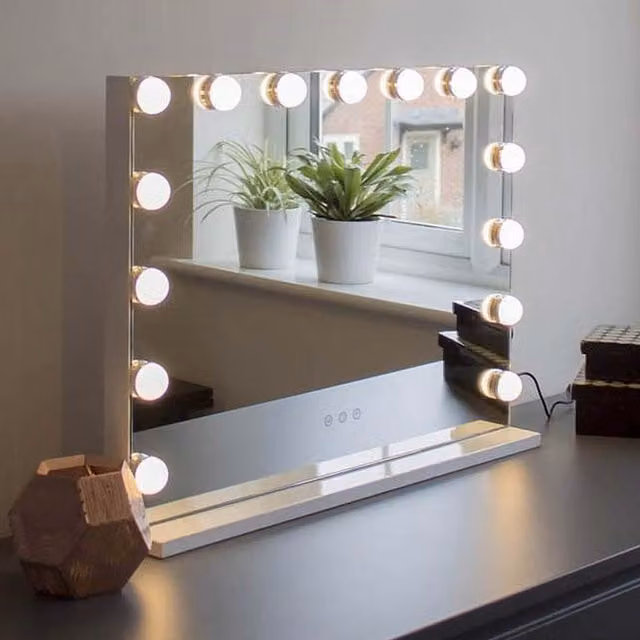Jack Stonehouse Sophia Hollywood Tabletop Vanity Mirror with Dimmable LED Lights, White