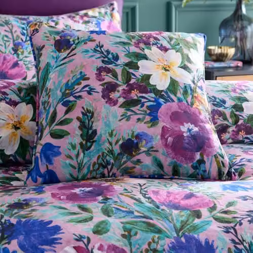 Portfolio Home Ophelia Purple Floral Square Filled Cushion, 45 x 45 cm