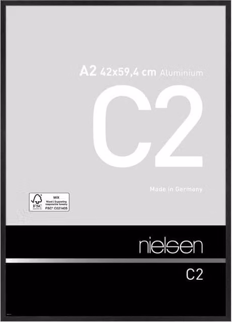 Nielsen Design C2 Aluminium A2 Single Picture Frame in Black with Float Glass and Push/Turn Clips