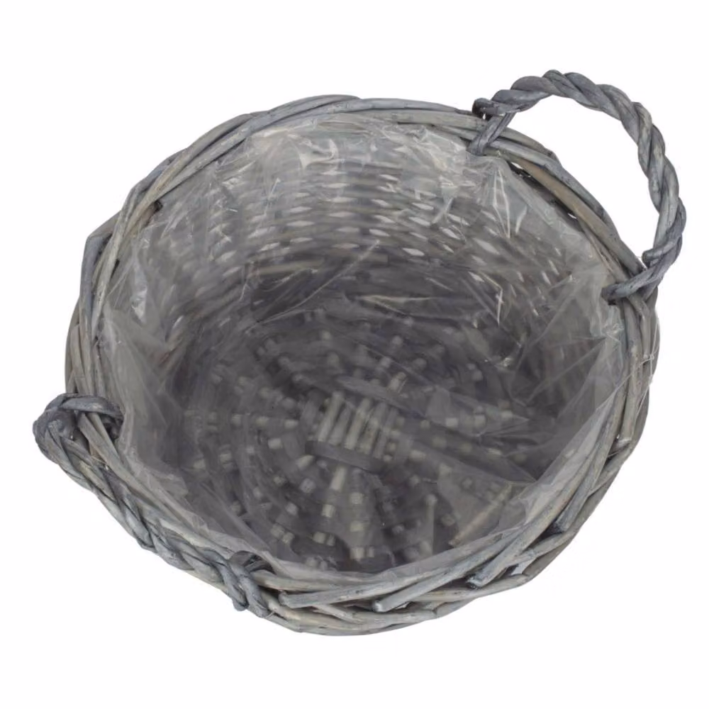 Red Hamper Small Round Antique Wash Display Tray in Grey with Handles – 2