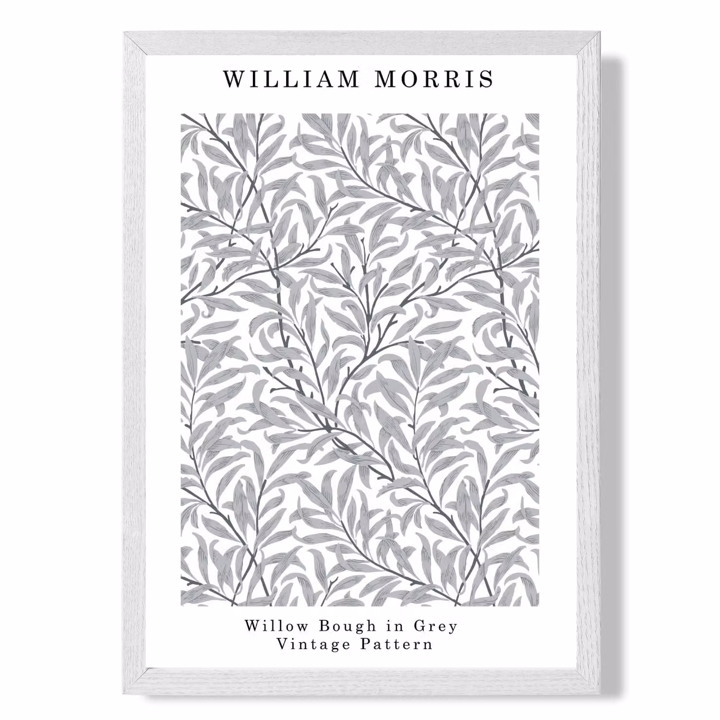ARTZE William Morris Willow Floral Art Print in Grey with White Frame, A2 Size – 2