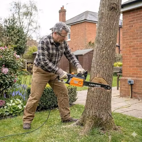 1800W Electric Corded Chainsaw with 400mm Bar and Auto Oil Lubrication, Orange – 2