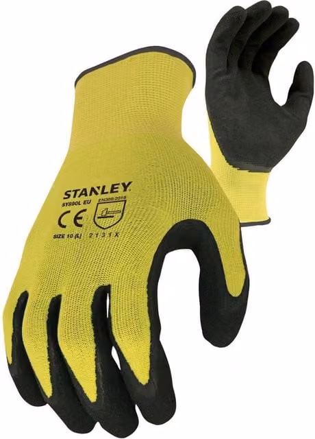 Stanley SY890L Waterproof Latex Grip Gloves, Yellow/Multicolour, Size L (9) – 1