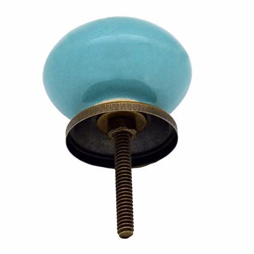 Nicola Spring Ceramic Cupboard Drawer Knob in Turquoise, Pack of 12 – 2