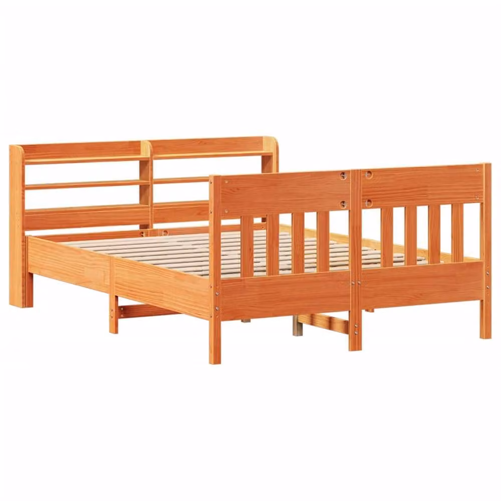 Berkfield Home Solid Wood Pine Bed Frame in Wax Brown, W/D/H: 160 x 200 cm – 2
