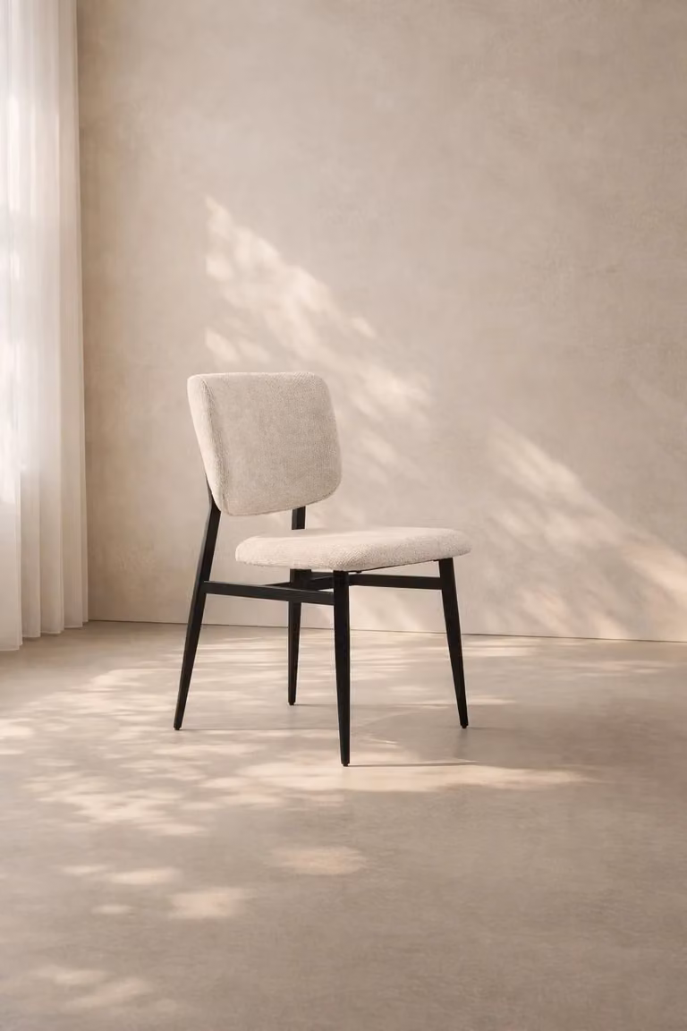 Tommy Franks Fluttuare Dining Chair in White Bouclé Fabric