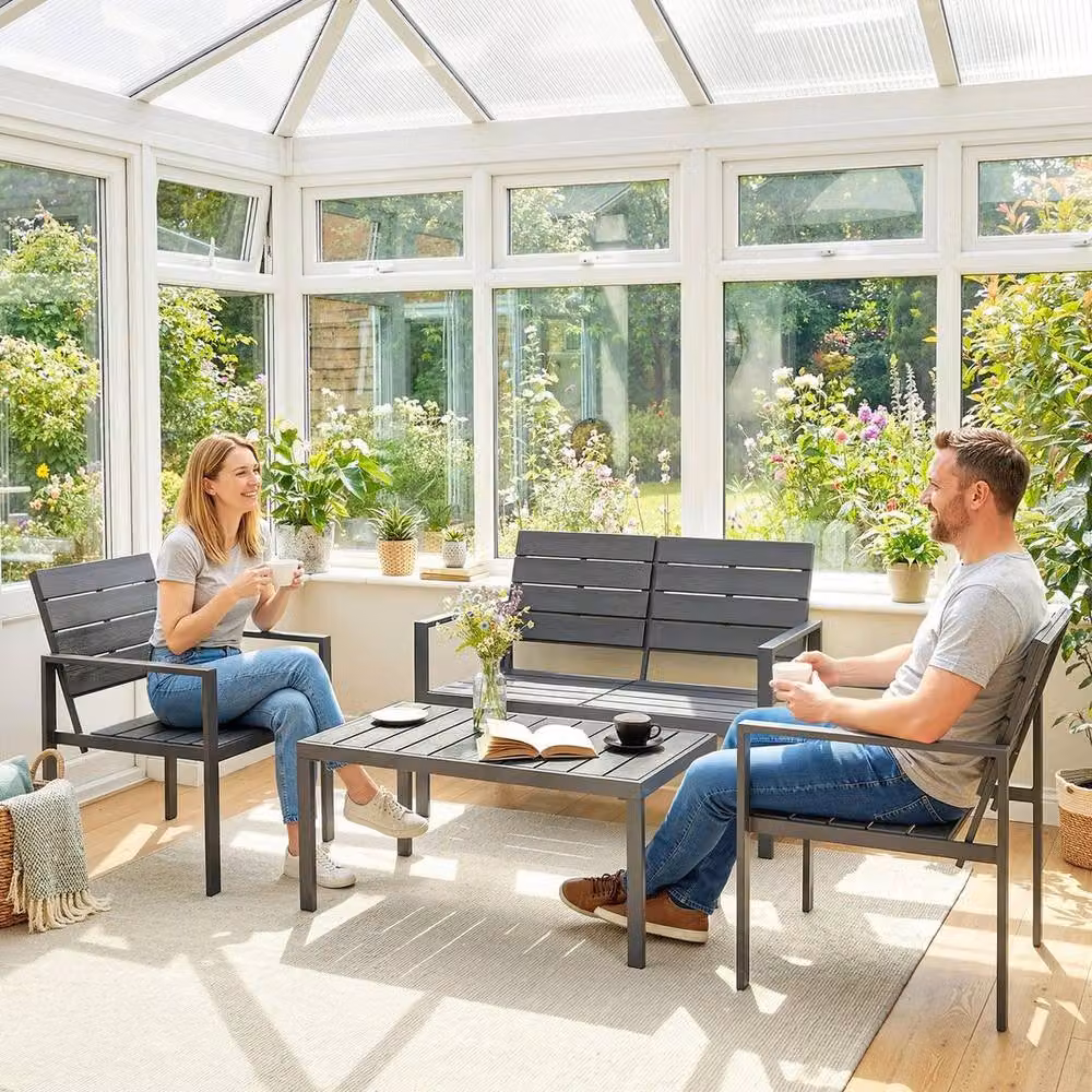 NESTLUNE 4 Piece Modern Garden Furniture Set in Grey – 6