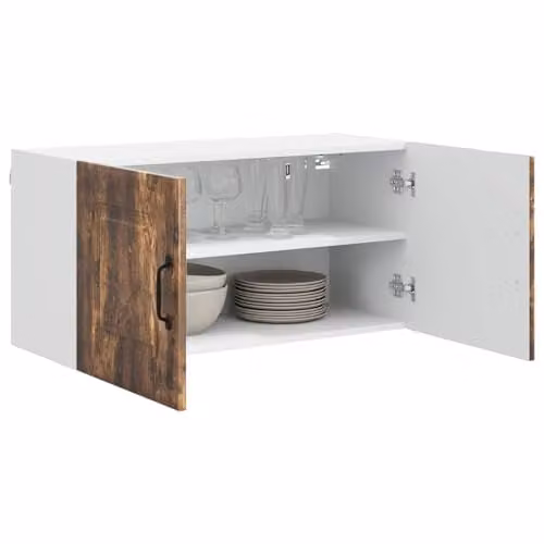 vidaXL Modern Oak Wall Unit with Hinged Doors, W/D/H: 80 x 31 x 40 cm