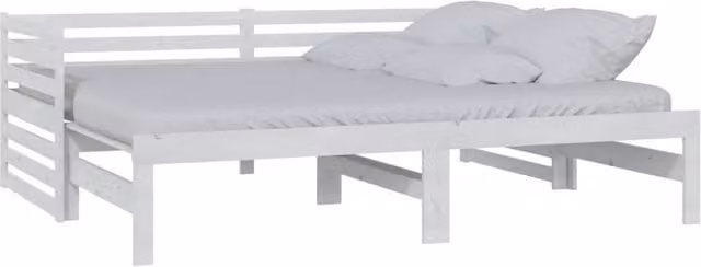 Berkfield Home White Solid Pinewood Pull-out Day Bed with Scatter Cushions, W/D/H: 180 x 200 x 90 cm – 1
