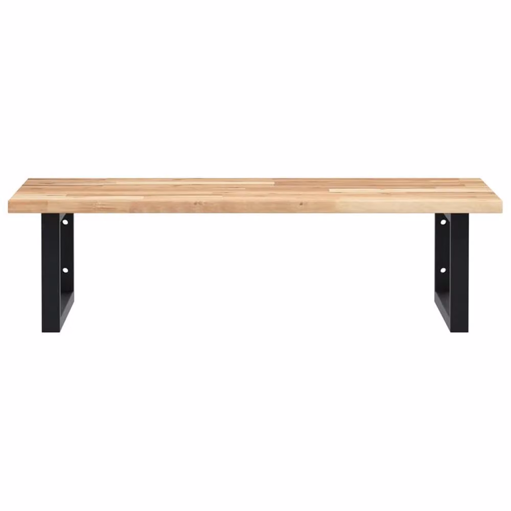 Berkfield Home Wall Mounted Basin Shelf in Brown Steel and Solid Acacia Wood – 2