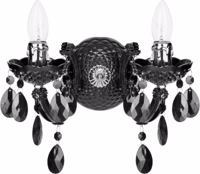 Litecraft Marie Therese 2 Arm Black Wall Light with LEDs and Glass Shade
