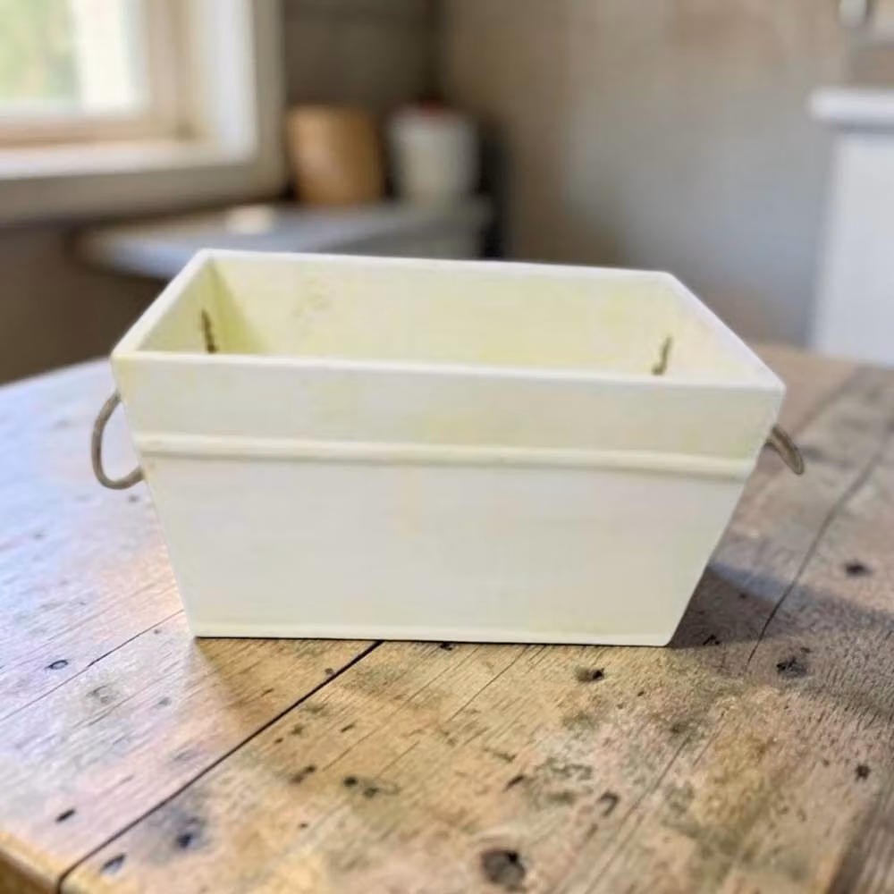 Four Candle Yellow Whitewash Solid Wood Trough with Rope Handles – 2
