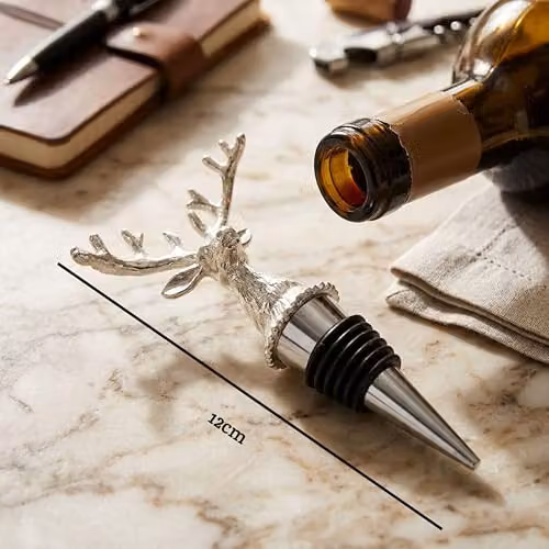 Premier Housewares Orsina Patrin Stag Bottle Stopper in Silver and Black Stainless Steel – 2
