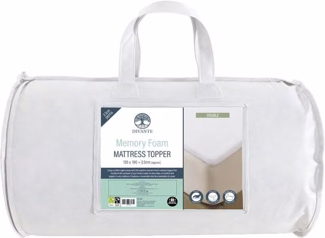Divante Reactive Memory Foam Mattress Topper - White / King