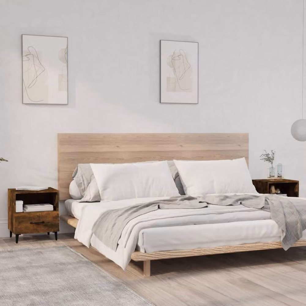Berkfield Home Elegant Bedside Cabinets, 2 Piece Set in Smoked Oak Brown Engineered Wood, W/D/H: 47.5 x 35.0 x 40.0 cm – 2