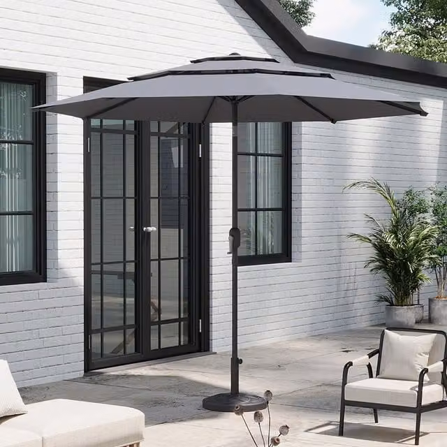 Breeins 3 Tier Cantilever Parasol with Cement Base in Light Grey