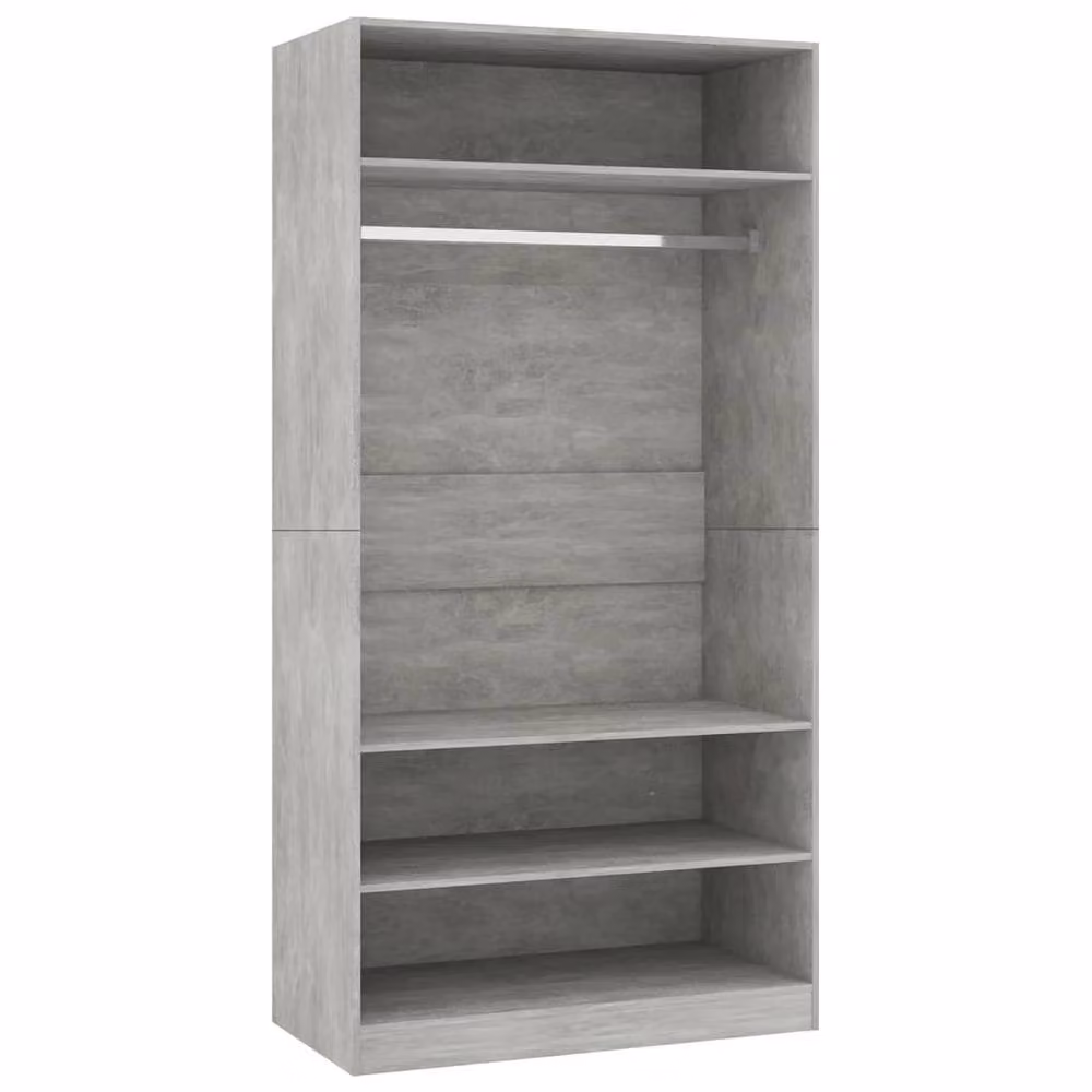 Berkfield Home Modern Concrete Grey Wardrobe with Hanging Rod and Internal Shelves, W/D/H: 100 x 50 x 200 cm – 2