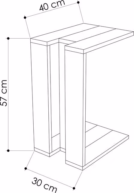 Decortie Muju Modern Side Table in Brown, W/D/H: 40 x 30 x 57 cm