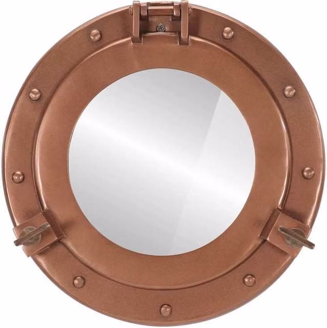 Berkfield Home vidaXL Porthole Wall Hanging Mirror in Copper with Aluminium and Glass, Diameter: 30 cm