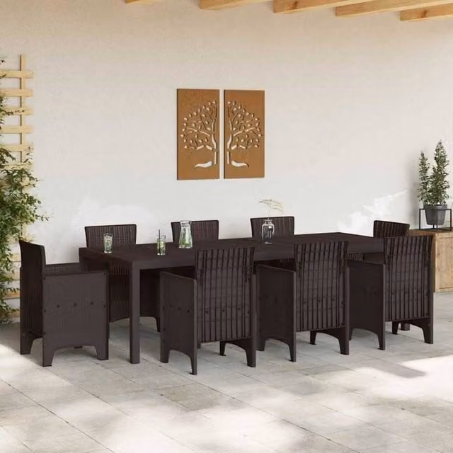 Berkfield Home Brown Poly Rattan Extendable Garden Table W: 250 cm, D: 100 cm, H: 73 cm – 1