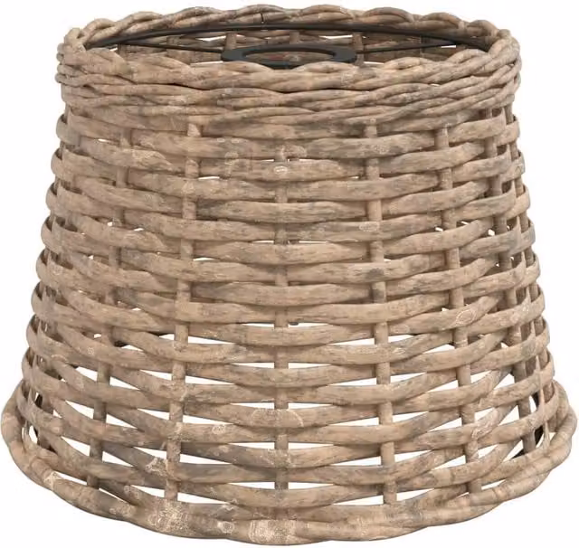 Berkfield Home Brown Wicker and Rattan Ceiling Lamp Shade, W: 25 cm, H: 17 cm