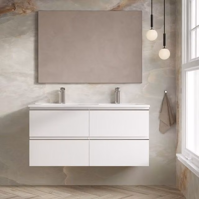 Banyetti Vatilla 1200mm Wall Hung Vanity Unit with Athena Basin, Gloss White – 1